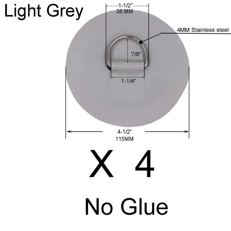 YYST 4 X Stainless Steel D-Ring Pad/Patch for PVC Inflatable Boat Raft Dinghy Kayak - No Glue Included- Instruction Included- Light Grey - Image 2